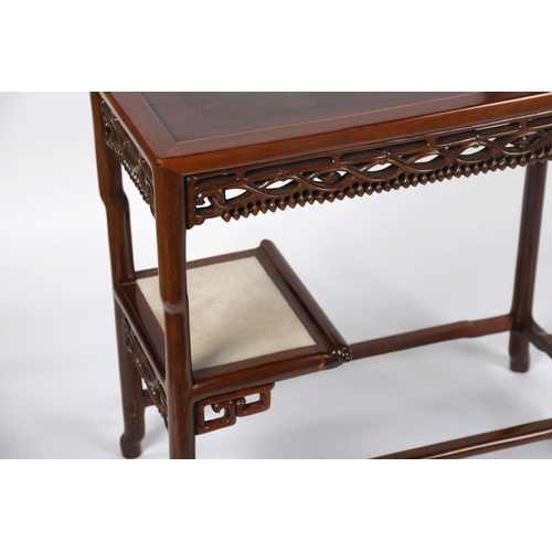 1185 - CHINESE HARDWOOD TIERED SIDE TABLE