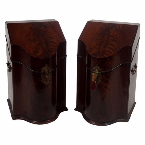 1205 - PAIR GEORGE III MAHOGANY KNIFE BOXES