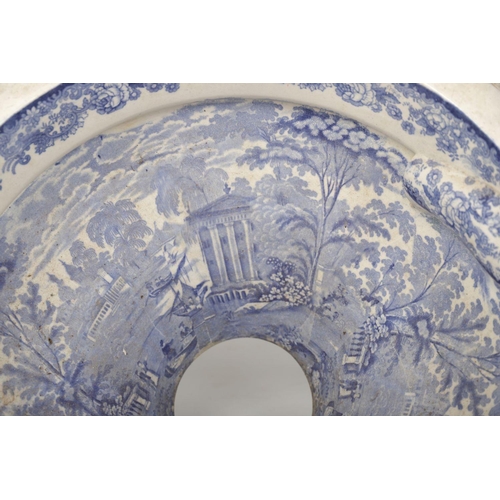 1264 - 19TH-CENTURY BLUE & WHITE TOILET BOWL