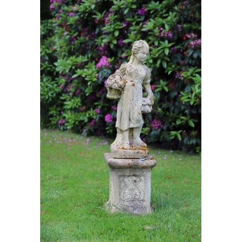 1290 - SET 4 MOULDED STONE GARDEN STATUES