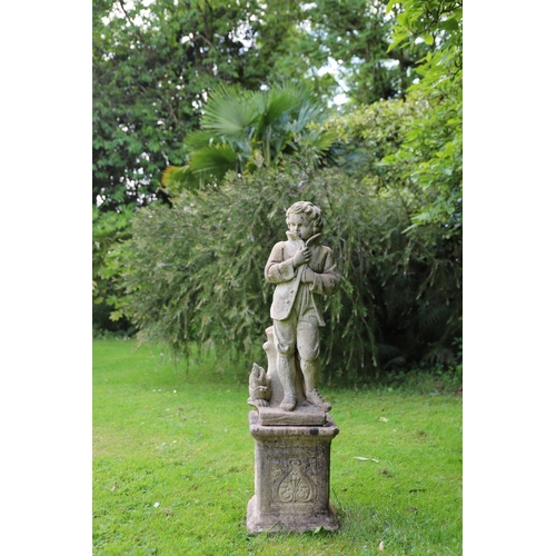 1290 - SET 4 MOULDED STONE GARDEN STATUES