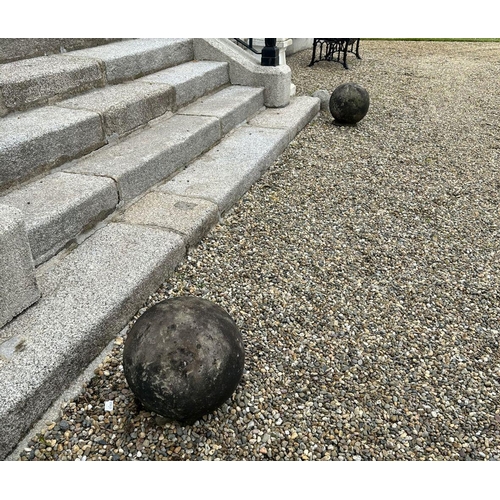 1312 - PAIR MOULDED STONE AVENUE SPHERES