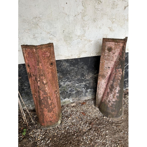 1330 - PAIR VICTORIAN CAST IRON CORNER BOLLARDS