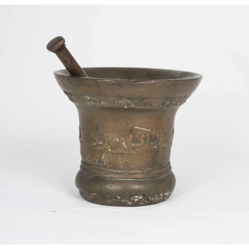 1370 - HEAVY ORIENTAL BRONZE PESTLE AND MORTAR