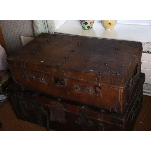 1388 - LOT OF 4 LEATHER SUITCASES