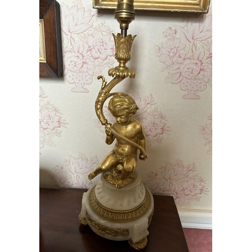 14 - PAIR ORMOLU CHERUB-STEMMED TABLE LAMPS