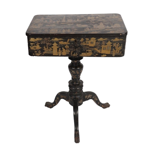 141 - 19TH-CENTURY CHINESE EXPORT LACQUERED WORKTABLE