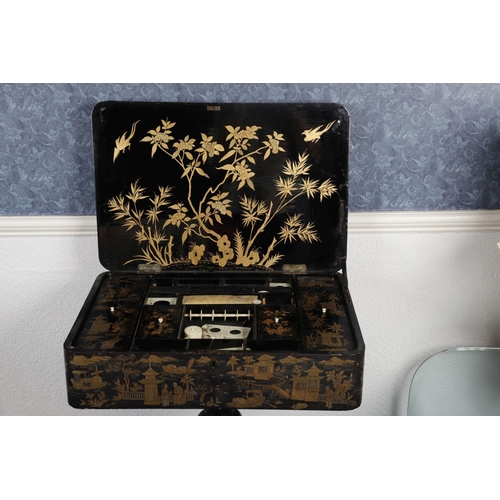 141 - 19TH-CENTURY CHINESE EXPORT LACQUERED WORKTABLE