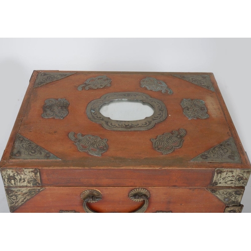 142 - CHINESE LACQUERED & PARCEL-GILT JEWELLERY BOX