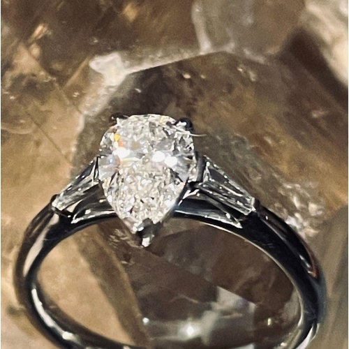 179 - PLATINUM PEAR-SHAPED BRILLIANT CUT DIAMOND RING