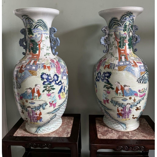 189 - PR LARGE CHINESE QING FAMILLE ROSE NARRATIVE VASES