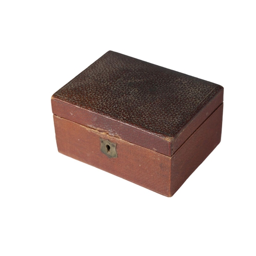 227 - 19TH-CENTURY LEATHER BOUND JEWELLERY BOX