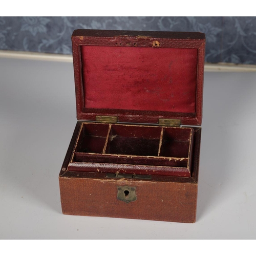 227 - 19TH-CENTURY LEATHER BOUND JEWELLERY BOX