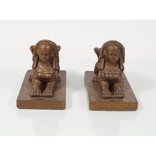 229 - PAIR 19TH-CENTURY BRONZED SPHINXES