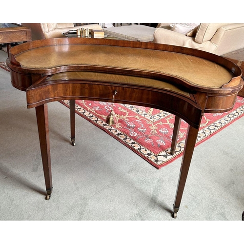 230 - GEORGE III BOXWOOD STRUNG MAHOGANY WRITING TABLE