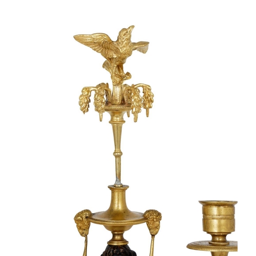 233 - PAIR REGENCY ORMOLU & BRONZE CANDELABRAS