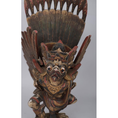 251 - INDONESIAN CARVED POLYCHROME STATUE OF GARUDA