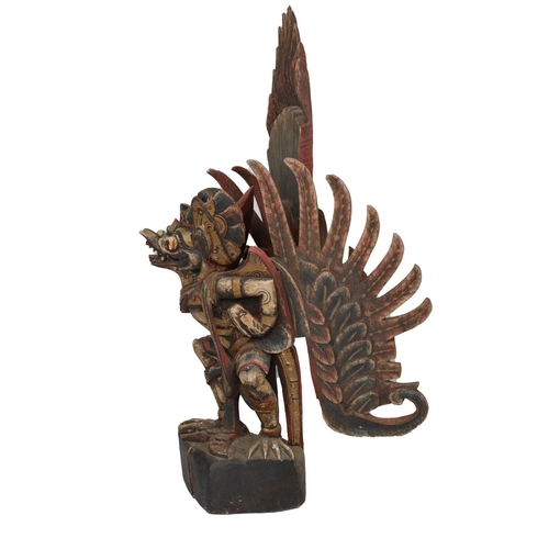 251 - INDONESIAN CARVED POLYCHROME STATUE OF GARUDA