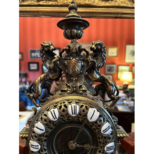 255 - 19TH-CENTURY FRENCH BRASS MANTEL CLOCK