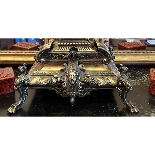 255 - 19TH-CENTURY FRENCH BRASS MANTEL CLOCK