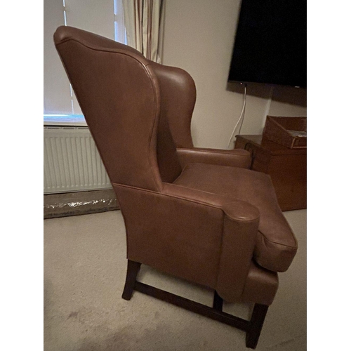 258 - PR HIDE UPHOLSTERED WINGBACK ARMCHAIRS