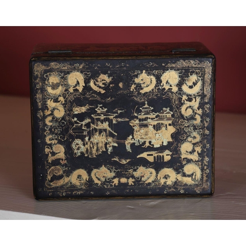 269 - 19TH-CENTURY CHINESE LACQUERED TEA CADDY