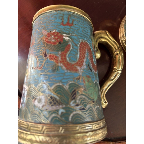 273 - PAIR OF CHINESE QING PERIOD CLOISONNÉ TANKARDS