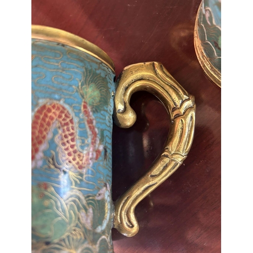 273 - PAIR OF CHINESE QING PERIOD CLOISONNÉ TANKARDS