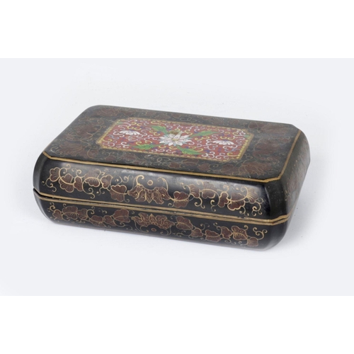 297 - CHINESE LACQUERED & CLOISONNE BOX AND COVER