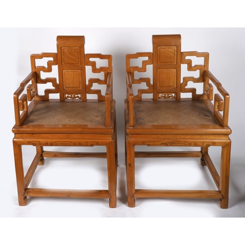 302 - PAIR CHINESE ASH CEREMONIAL CHAIRS