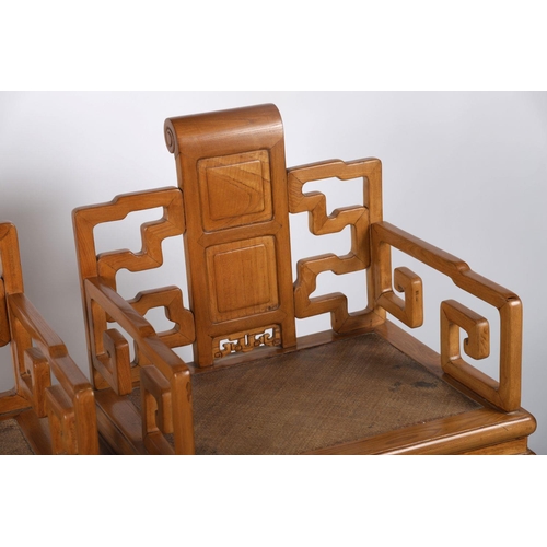 302 - PAIR CHINESE ASH CEREMONIAL CHAIRS