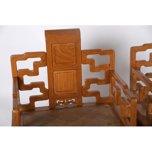 302 - PAIR CHINESE ASH CEREMONIAL CHAIRS