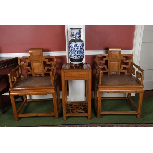 302 - PAIR CHINESE ASH CEREMONIAL CHAIRS