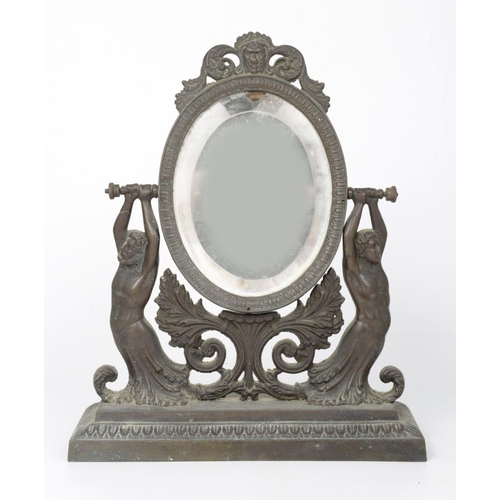 306 - 19TH-CENTURY FRENCH BRONZE FRAMED VANITY MIRROR