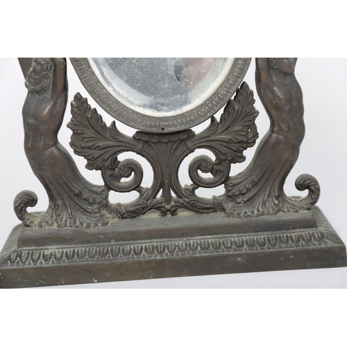 306 - 19TH-CENTURY FRENCH BRONZE FRAMED VANITY MIRROR