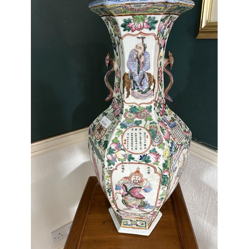 345 - LARGE CHINESE QING POLYCHROME VASE