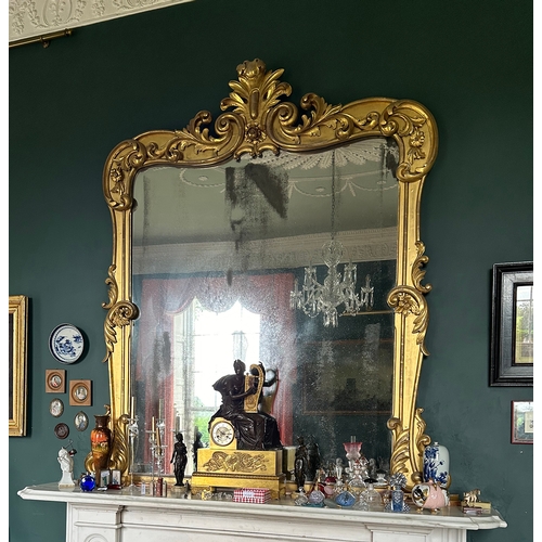 37 - 19TH-CENTURY CARVED GILT WOOD FRAMED OVERMANTEL