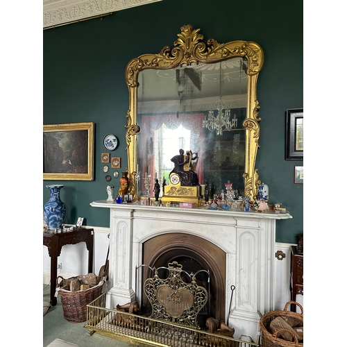 37 - 19TH-CENTURY CARVED GILT WOOD FRAMED OVERMANTEL