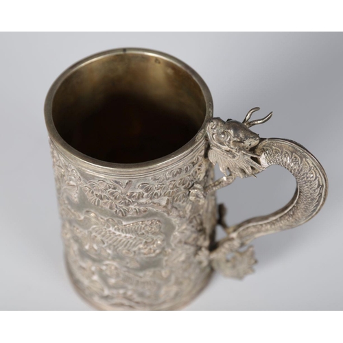 378 - CHINESE SILVER DRAGON TANKARD