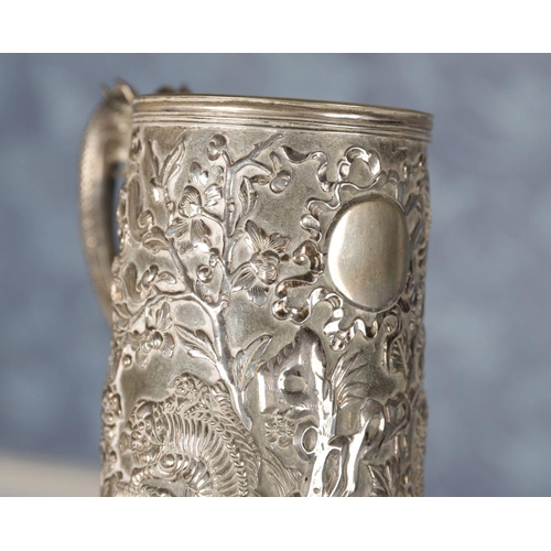 378 - CHINESE SILVER DRAGON TANKARD