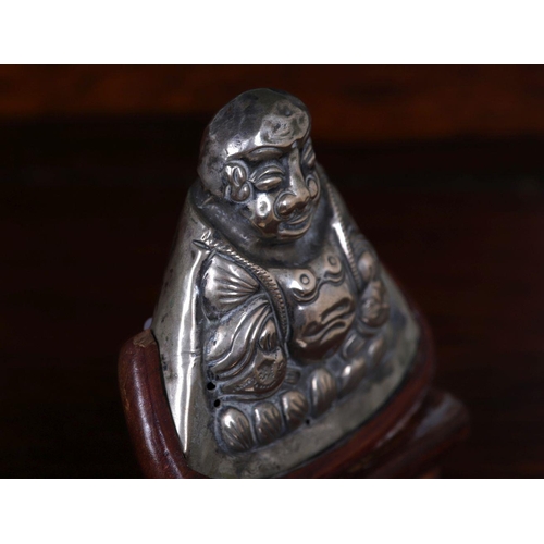 384 - TIBETO CHINESE SILVER BUDDHA