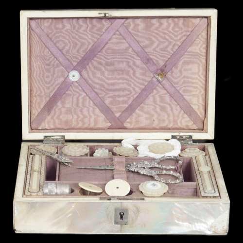 387 - 19TH-CENTURY MOTHER O'PEARL CASED NECESSAIRE