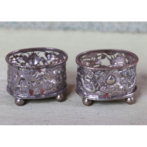 392 - PAIR CHINESE SILVER SALTS