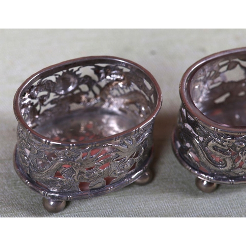 392 - PAIR CHINESE SILVER SALTS