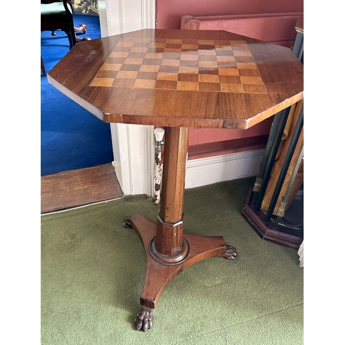 41 - REGENCY ROSEWOOD CHESS TOP OCCASIONAL TABLE