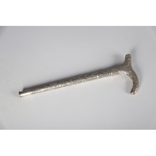 410 - CHINESE QING SILVER PARASOL HANDLE