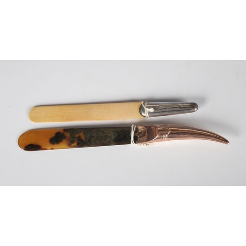 413 - 9 CT. GOLD HANDLED TORTOISESHELL PAPER KNIFE