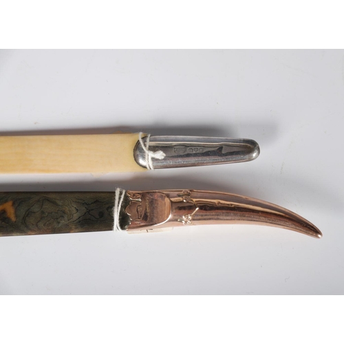 413 - 9 CT. GOLD HANDLED TORTOISESHELL PAPER KNIFE