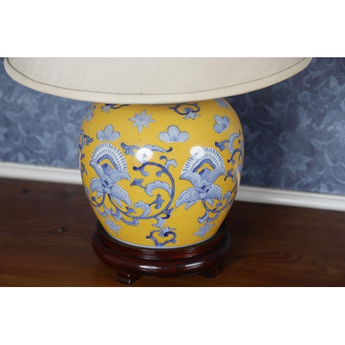 460 - CHINESE YELLOW GROUND TABLE LAMP