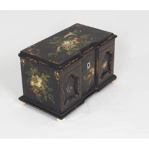 470 - 19TH-CENTURY LACQUERED TEA CADDY